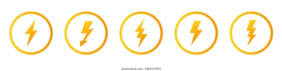 Set lightning bolt or thunder icons set. Vector illustration set 