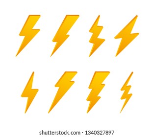 Set Lightning bolt. Thunder bolt, lighting strike expertise. Vector stock illustration.