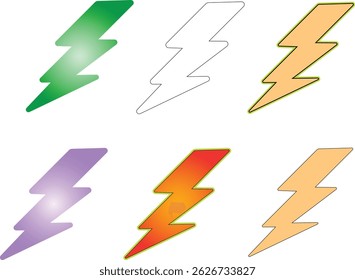 Set a lightning bolt. Thunderbolt flat style vector.