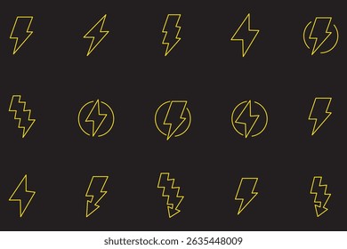 Set lightning bolt. Thunderbolt flat style - stock vector.
