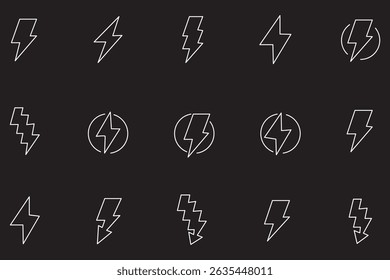 Set lightning bolt. Thunderbolt flat style - stock vector.