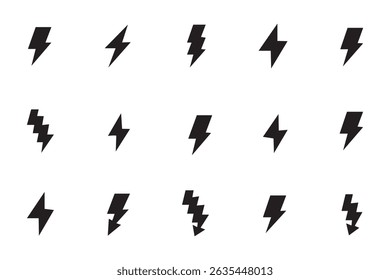 Set lightning bolt. Thunderbolt flat style - stock vector.