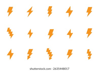 Set lightning bolt. Thunderbolt flat style - stock vector.
