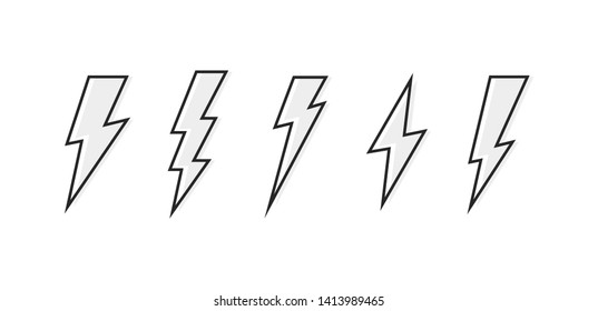 Set Lightning Bolt Thunderbolt Lightning Strike Stock Vector (Royalty ...