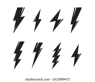 Set Lightning bolt. Thunderbolt, lightning strike. Modern flat style vector illustration.