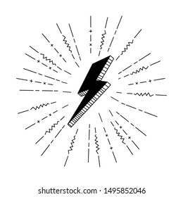 Set Lightning bolt. Thunderbolt, lightning strike. Modern flat style vector illustration.