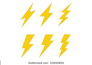 Set Lightning bolt. Thunderbolt, lightning strike, Modern flat style vector illustration.