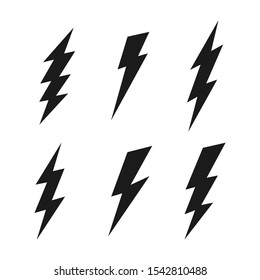 Set Lightning bolt. Thunderbolt, lightning strike. Modern flat style vector illustration.