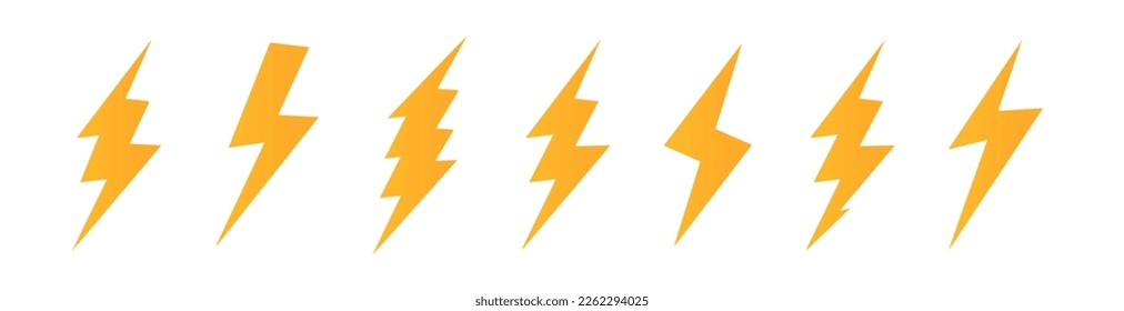 Set Lightning bolt. Thunderbolt, lightning strike. flat style vector illustration. Vector.