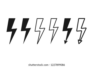 Set with lightning bolt. voltage. electricity. power signs. Vector Illustration. eps10