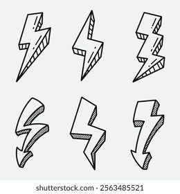 set of lightning cartoon good for icon, symbol, element design, etc