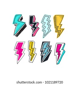 Set Of Lightning Doodle