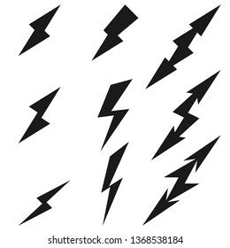A set of lightning and electrical discharges. Icons for use in electrical devices. Vector.