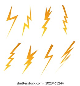 Set of lightning and electricity. Vector illustration.