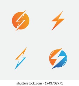 Set Lightning , Flash logo Template vector icon 