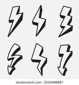 set of lightning good for icon, symbol, element design, logo, etc