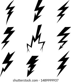 Set of Lightning icon, logo on white background
