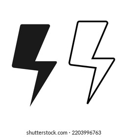 Set of Lightning icon vector in different style.Flash sign flat design