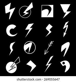 Set of lightning icons and flash symbols