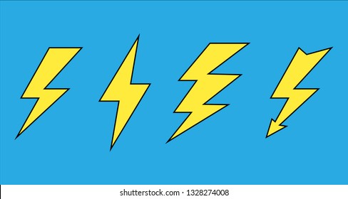 Set of lightning icons. Lightning icon. Lightning vector icon. Lightning vector collection