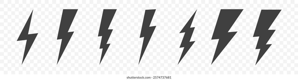 set of lightning icons on a white background.