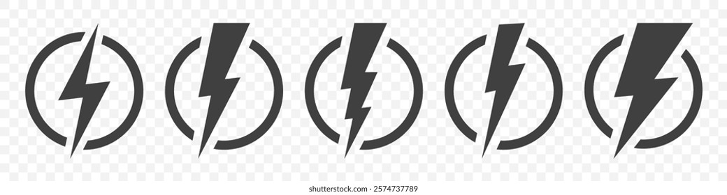 set of lightning icons on a white background.