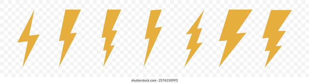 set of lightning icons on a white background.
