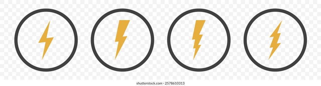 set of lightning icons on a white background.