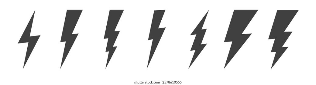 set of lightning icons on a white background.