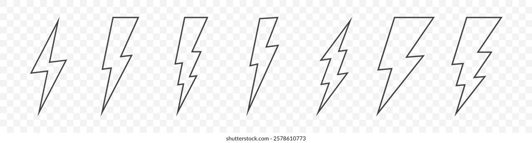 set of lightning icons on a white background.