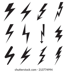 Set of lightning icons. Vector illustration