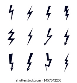 Set of lightning. Isolated vector icons .