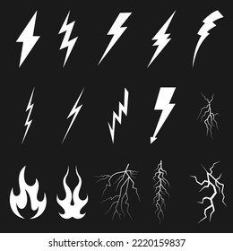 Set of lightning line icons, premium pack of signs in trendy style.