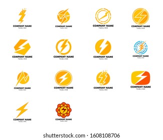 Set of Lightning Logo Template Vector Icon Illustration Design