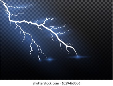 A set of lightning Magic and bright light effects. Vector illustration. Discharge electric current. Charge current. Natural phenomena.