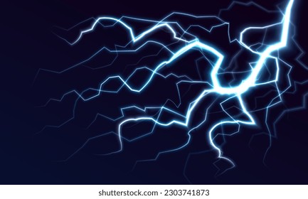 A set of lightning Magic and bright light effects. Vector illustration. Discharge electric current. Charge current. Natural phenomena.	