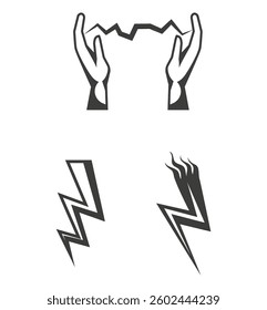 Set lightning monochrome icons collection
