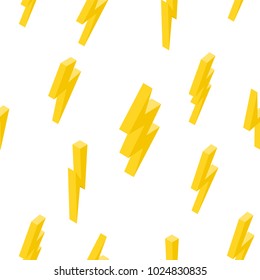 Set of lightning on a white background. Isometric 3d seamless pattern