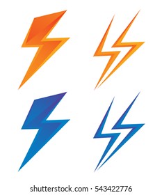 Set Lightning Signs Set Colorful Emblems Stock Vector (Royalty Free ...