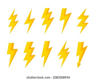 Set Lightning. Thunder bolt vector icon. Electrical sign. Thunderbolt symbol.