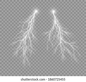 Juego de Rayos. Símbolo de fuerza natural o magia, abstracto, electricidad y explosión. El efecto de las cremalleras y la iluminación, la tormenta y el rayo.