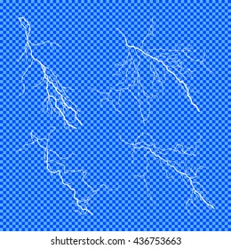 Set of lightnings. Thunder-storm and lightnings.