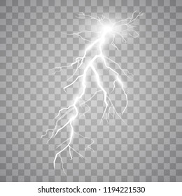 Set of lightnings. Thunder-storm and lightnings. Magic and bright lighting effects. 