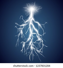 Set of lightnings. Thunder-storm and lightnings. Magic and bright lighting effects.