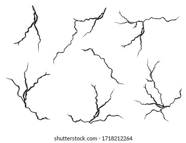 Set of lightnings. Thunder-storm and lightnings. Magic and bright lighting effects. Vector Illustration