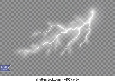 Satz Blitze. Gewitter und Blitze. Zauberhafte und helle Lichteffekte. Vektorillustration-Illustration

