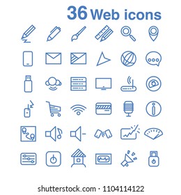 a set of lightweight web icons made with a thin line