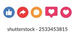 Set of Like, comment, share icon collection. Thumbs up, Social media notification, love heart, reactions symbol Vector Illustration.