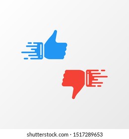 Set of like and dislike icons fast concept design template. Thumbs up and thumbs down. Vector illustration.