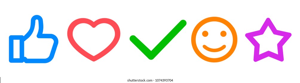 Set Of Like. Emoji Social Network Reactions Icon - Stock Vector